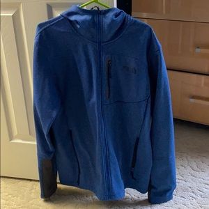 Blue north face zip up hoodie